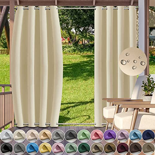 Rideaux d'extérieur imperméables, coupe-vent et occultants, pour tonnelle, jardin, balcon, pergola, terrasse - 1 panneau, 120 x 241 cm, gris