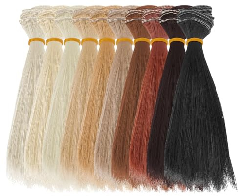 DICOSMETIC 10 Stück Puppenperücke 10 Farben Puppenhaar 15.5cm Gerades Kurzes Puppenhaar Kunststoff Puppenhaarsträhnen Puppenherstellungskits Puppenhaarextensions Kunsthaar Ersatz