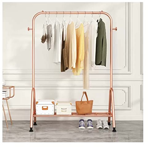 WADRBSW Freistehender Kleiderständer, Kleiderständer aus Metall, Kleiderstange, Kleiderständer für Flur, Schlafzimmer, Einzelhandelsgeschäft/Roségold/100 cm to Pursue Happiness
