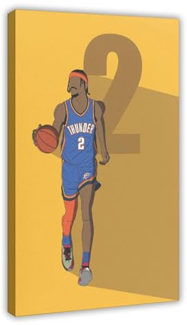 zxjwcm Shai Gilgeous-Alexander-Basketball-Poster, 2 Leinwand-Poster, Schlafzimmer, Dekoration, Landschaft, Büro, Raumdekoration, Geschenkrahmen: 30 x 45 cm