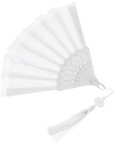 Levemolo Chinese Vintage Folding Fan Double-sided Lace Retro Style Hand Fan Tassel Decor for Dance Photography
