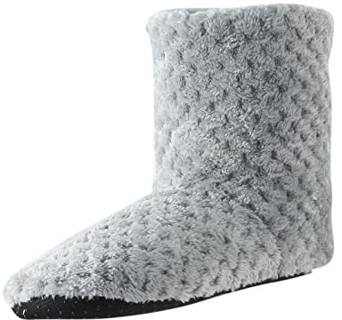 Stivali Gomma Pescatore Stivali per Pioggia Stival Scarpe da Donna Scarpe da casa in Cotone Gli Stivali di Cotone con Pavimento a Botte Centrale Stivali Pioggia Donna Stivali Lavoro Alti (Grey, 43)