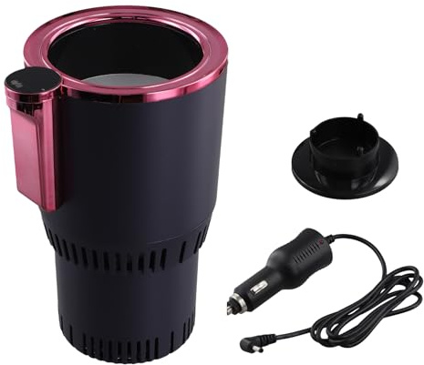 NONDK 12V Coche 2 en 1 Calefacción Enfriamiento Calentador Enfriador Portavasos Inteligente Pantalla Digital Temperatura Bebidas Portavasos Púrpura