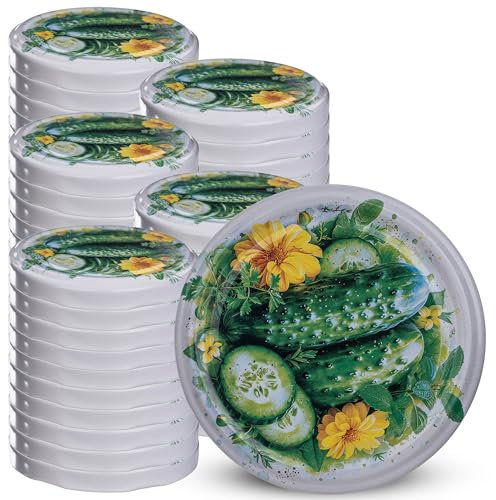 KADAX Schraubdeckel fi82 mm x 50st, Twist-Off-Deckel Set aus Metall, Ersatzdeckel für Einmachgläser, Deckel mit 6 Einrastzähnen fürsturzgläser und Einmachgläser (Freilandgurken, 50stück)