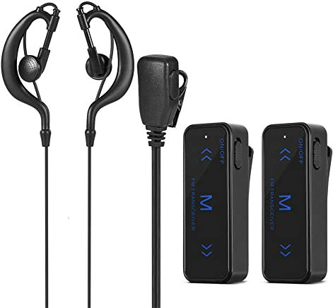 Générique Oreillettes pour talkies-Walkies Rechargeables, Kit 2X Mini Talkie-Walkie Communicateur Radio FM bidirectionnel Émetteur-Récepteur et 2 Écouteurs Charge USB