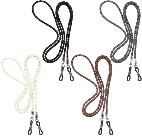HJZHII 4 Pièces cordon lunettes femme,cordon lunettes homme,cordon lunette sangles de lunettes élégantes autour du cou cordon tressé torsadé pour de soleil de qualité supérieure pour homme femme
