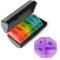 Pillenbox 7 Tage 4 Fächer Medizin Tabletten Organizer mit 28 extra großen Fächern für Woche,Portable Pillenbox Morgen Mittag Abend Reise Pillenbox für Vitamin Fischöle (Schwarze Schale + Farbe)