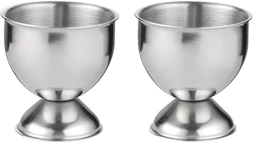 Yjemle 2 Pcs Silver Stainless Steel Egg Cups Holders Egg Tray for Soft Boiled Eggs Kitchen Tool Egg Cups Dishware and Serving Pieces