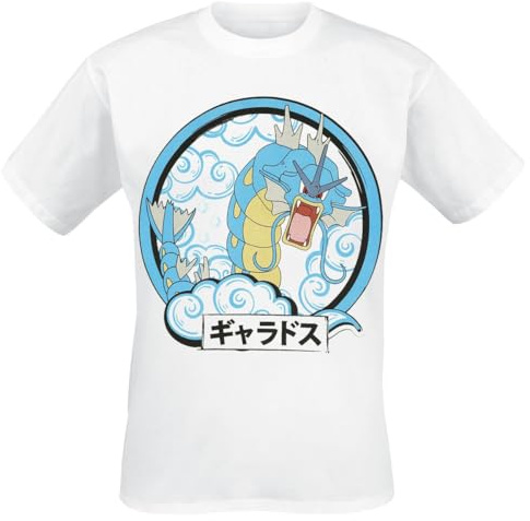 Pokémon Gyarados Männer T-Shirt weiß S 100% Baumwolle Fan-Merch, Filme, Gaming, Nintendo, TV-Serien