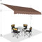 COSTWAY Klemmmarkise 400 cm breit, Balkonmarkise ohne Bohren, UV-beständig, höhenverstellbar, wasserabweisend, Markise mit Handkurbel, Sonnenmarkise, Sonnenschutz für Balkon, Braun