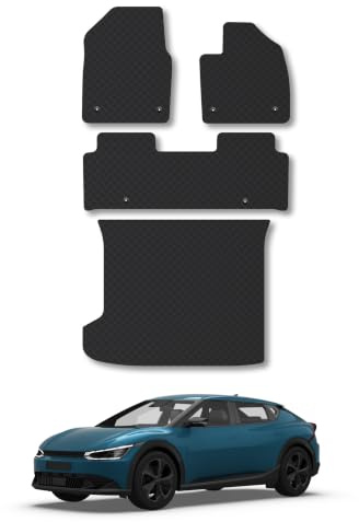Fits Kia EV6 (2021+) 3mm Rubber Car Mats | Tailored Fit Durable Floor Mats Full Coverage Protection Waterproof Accessories Easy Clean Anti Slip Made in the UK