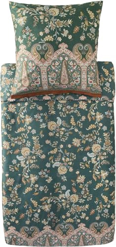 Bassetti Satin-Bettwäsche-Garnitur Indian Roses (Verde V1, 135x200+80x80)