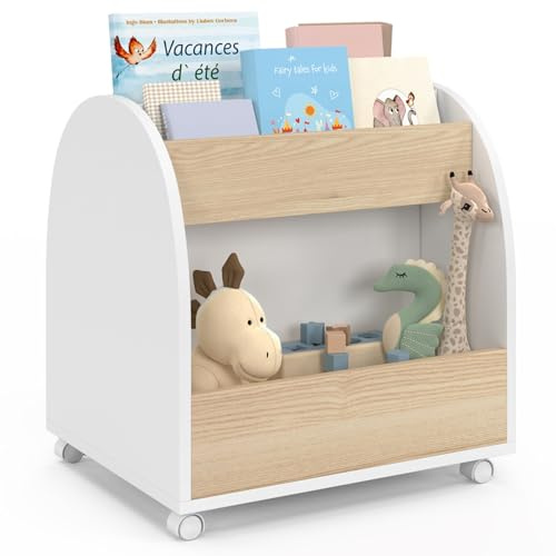 IDMarket - Bibliothèque pour Enfant Andreas sur roulettes hêtre et Blanc