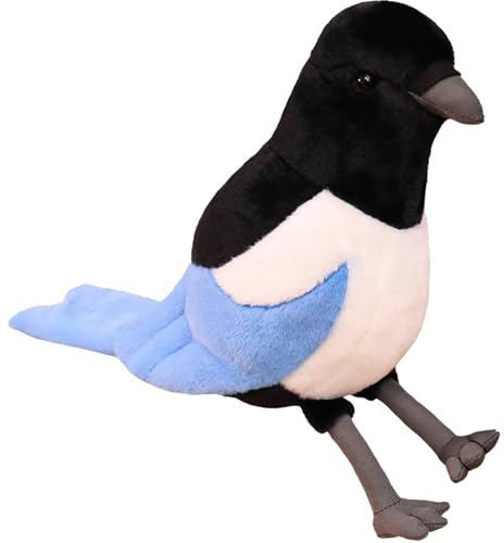 Xiyocadt Elster Plüschtier,30cm Simulation Elster Kuscheltier,Realistischer Vogelplüsch,Weiche Stofftiere Puppen,Plushie gefüllte Spielzeug,Geschenk für Jungen Mädchen