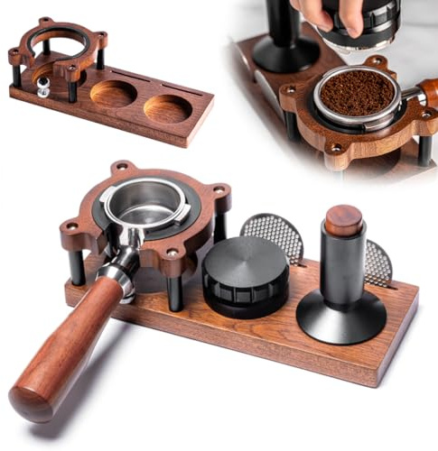 MIUUIPI Tamperstation 58mm/51mm-54mm, Espresso Tamper Station, Tamperstation Holz für Siebträger, Barista Tamping Station für Espreso Zubehör, Espresso Station, Einstellbare Höhe