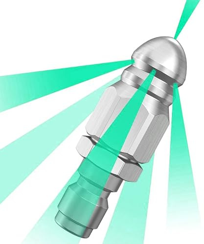 hankousi 1 ugello ad alta pressione, in acciaio inox, 1/4 di pollice, ugello per pulizia fognaria per idropulitrici (design backjet/razzo)