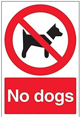 V Safety 54009AU-R No Dogs Prohibition Sign (Red) - Portrait - 200mm x 300mm - 1mm Rigid Plastic, Black/Red
