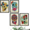 Nacnic Set mit 4 Postern mit mexikanischen Totenköpfen | Bilderbögen mit bunten Skelettillustrationen / A4-Format (21x29,7cm) ungerahmt /