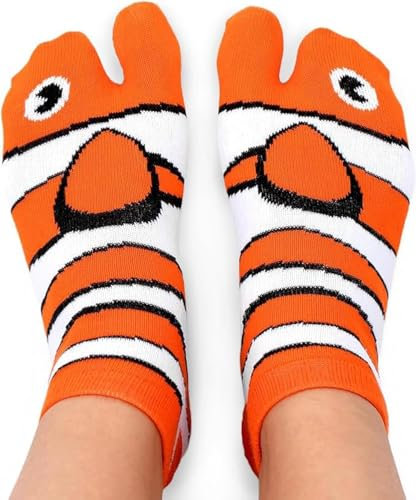 FISHY FEET Socken – Unisex, perfektes Strumpffüller, Wichteln oder weißer Elefant, Geschenk für Teenager, Männer und Frauen, Orange/Abendrot im Zickzackmuster (Sunset Chevron), Einheitsgröße