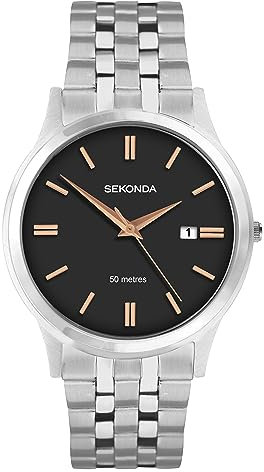 Sekonda Men's Fashion Black Dial Silver Bracelet Watch 1192