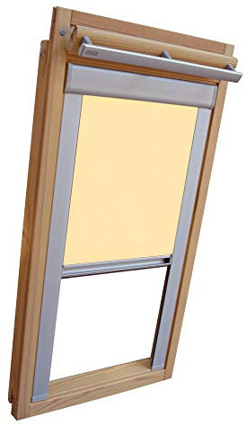 Verdunkelungsrollo Rollo für VELUX Dachfenster TYP GGL/GPL/GGU/GPU - UK08 - Farbe hellgelb-creme - mit Aluminium Seitenschienen - KLICK Montage