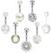 Funseedrr 7stk Bauchnabelpiercing Nabelpiercing 10mm 14G Edelstahl Nabel Banane Piercing Set mit CZ Opal Damen Mädchen