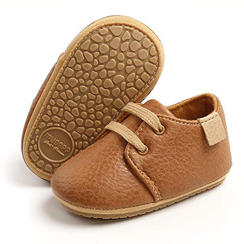 RVROVIC Baby Jungen Mädchen Sneaker Anti-Rutsch Oxford Loafer Flats Säugling Kleinkind PU Leder Weiche Sohle Baby Schuhe, Braun - 1 braun - Größe: 12-18 Monate
