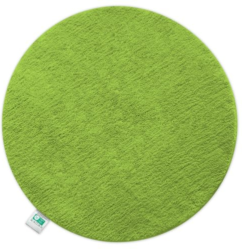 Floordirekt Badematte Sky - Badezimmerteppich - Weicher, dichter Hochflor - Rutschhemmend & Schnell trocknend - Geeignet für Fußbodenheizung - Eckig & Rund (Rund - Ø 95 cm, Apfelgrün)