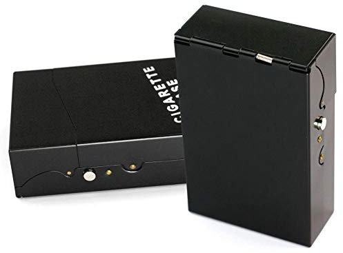Zigarettenetui NEW Metall-Legierung Zigarettenschachtel Leder Zigarre-Zigaretten-Kasten-Halter beweglicher Tabak-Pack-Aufbewahrungsbehälter Rauchen Zubehör Gadgets-Schwarz Cig-Fall ( Color : Black )