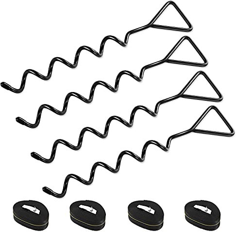 Hodzeed 4 Sets De Piquets d'ancrage Robustes pour Trampoline Kit d'ancrage Au Sol- Piquets en Acier Galvanisé Inoxydables pour Trampoline Jardin Camp Balançoire avec 4 Sangles Solides