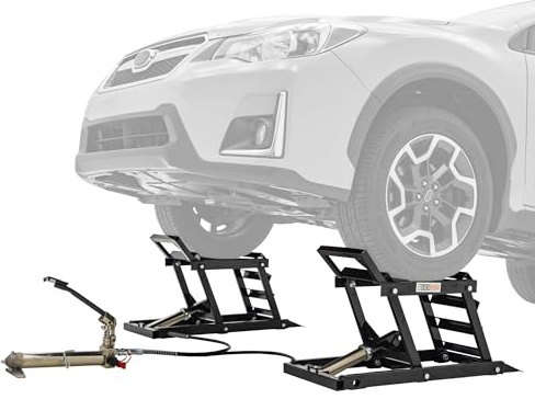 Black Widow Car Ramps for Oil Change, 3,000 lb GAWR, Hydraulic, Adjustable 6–15.5, Underbody Access, Pair