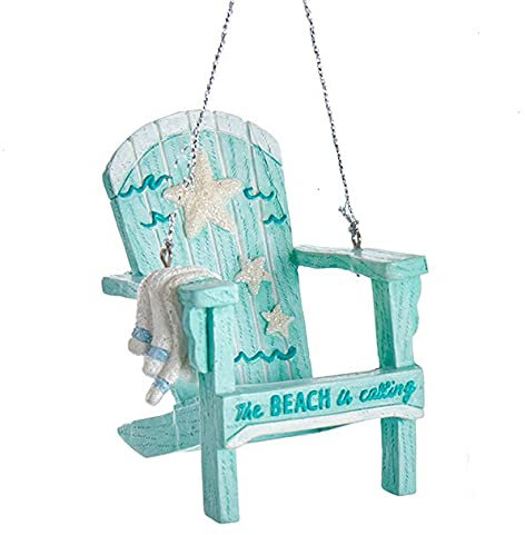 Strandkorb aus Kunstharz, 8,9 cm, mit Handtuch-Ornament (Grün The Beach is Calling)