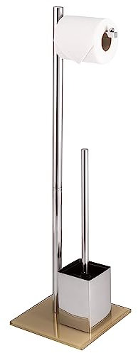 bremermann Soporte de WC, Cepillo de WC, Acero Inoxidable, Vidrio de Seguridad (Marrón)