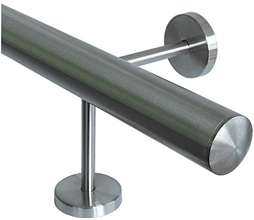 TIBU Repose-pieds V2A en acier inoxydable Ø 42,4 mm 30-590 cm Longueur = 50 cm 1 paire de supports 10/10 cm Barre de bar