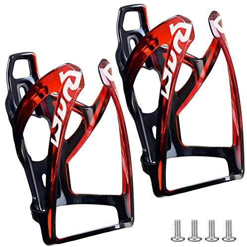 Suruid Porte-Bidon Velo,Porte Gourde VTT,Porte-Bouteille de Vélo,Porte-gobelet pour Vélo de Route,Léger et Solide pour Le Cyclisme- Lot de 2 (Noir Rouge)