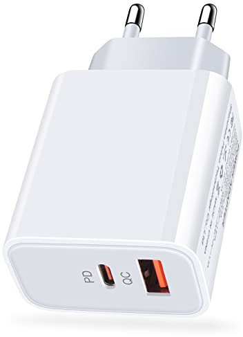 USB C Ladegerät 20W, 2 Port PD&QC3.0 Typ C Handy Ladegerät Netzteil Stecker für Samsung Galaxy A16 A06 A55 A56 A36 A15 A25 A35 A54 A53 S25 S24 FE S23 S22 S22 S21 S20 Schnellladegerät USB C Ladestecker