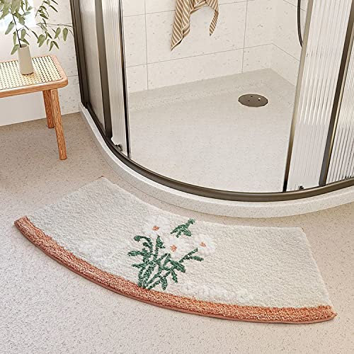 KAYBTNT Tappeto Doccia Angolare, Morbido e Assorbente, Peluche Tappeto Bagno Angolare, Tappetino da Bagno Curvo, Tappeto Vasca Antiscivolo in Microfibra Lavabile,A,40x75cm