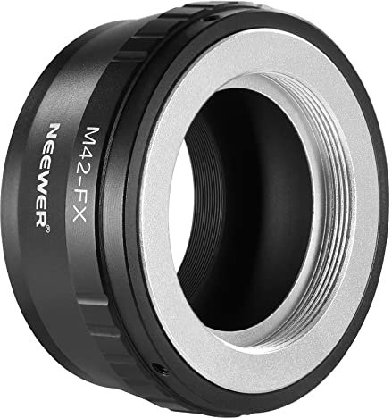 NEEWER M42 to Fuji X Lens Mount Adapter Compatible with M42 Lens to Fujifilm X Series Mirrorless Camera X-T2 X-T3 X-T5 X-T20 X-Pro3 X-Pro2 etc, Matte Black Interior, Manual Focus Only, M42-FX
