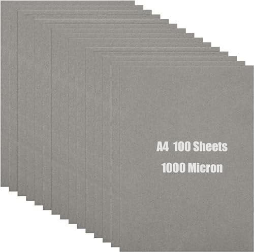 YAYODS A4 Greyboard 100 Sheets, Mount Board A4 Cardboard Sheets Chipboard Backing Board, Thick 1000 Micron Cardboard for Model Making