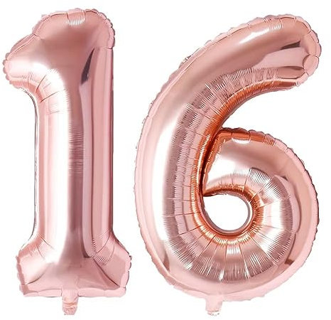 Vthoviwa 40 Zoll/18 Farbens Luftballon Zahlen 16/61 Rosegolden, Helium Luftballon 16/61. Geburtstag Foil Ballon, 0123456789,10-19,20-25,30,40,50,60,70,80,90, Folienballon 16/61 Party Dekoration