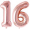 Vthoviwa 40 Zoll/18 Farbens Luftballon Zahlen 16/61 Rosegolden, Helium Luftballon 16/61. Geburtstag Foil Ballon, 0123456789,10-19,20-25,30,40,50,60,70,80,90, Folienballon 16/61 Party Dekoration