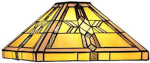 BOTOWI 16 Zoll Tiffany Lampenschirm Ersatz Gelb Quadrat Buntglas Mission Lampenschirm Nur mit Kappe Passend für Tischlampe, Pendelleuchte, Stehleuchte