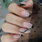 Ceboic 24Pcs French Press On Nails - Medium Coffin False Nails in Pink & Black, Ballerina Style, Removable Glue-On, Full Cover Acrylic Nails for Women & Girls - Nail Art Accessories