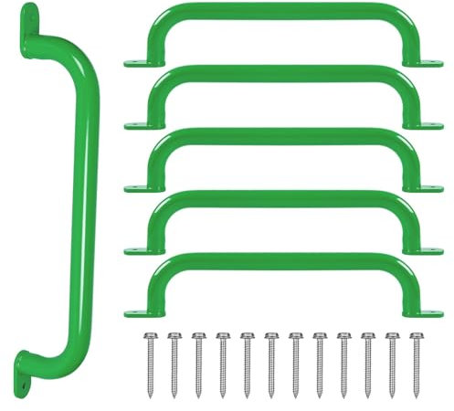 ESPETS ESPETTS 17 Inch Green Metal Safety Handles for Playground 6 Pack - Swing Set Accessories Grab Handles, Playset Hand Grips, Indoor Monkey Bars for Jungle Gym, Climbing Frame