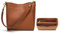 Doris&Jacky Leder Bucket Tote Bag für Damen, mittelgroße Hobo Schultertasche und Handtaschen, 7 mit Organizer-Einsatz Version braun