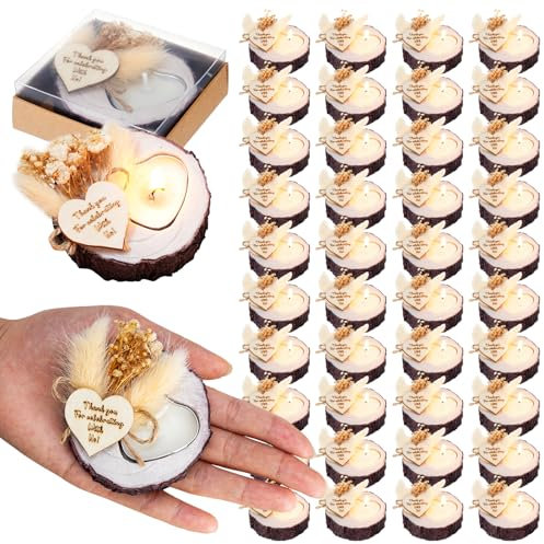 MTLEE Kerzenhalter für Hochzeit, Verlobung, Jahrestag, Valentinstag, rustikale Hochzeitsgeschenke, Hochzeits-Souvenirs, 50 Stück