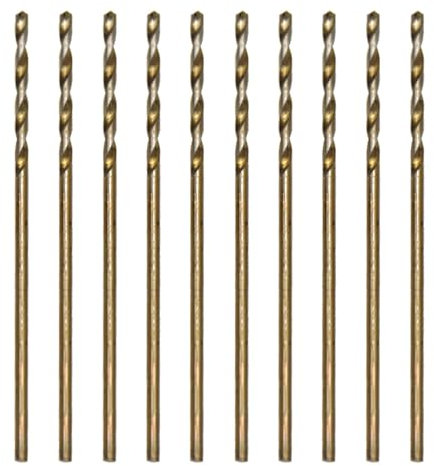 CEEYSEE 10Pcs Drill Bits 1mm HSS Cobalt Drill Bit Straight Shank Twist Drill Bits Titanium Jobber Drill Bit Sets for Stainless Steel,Aluminum, Plastic and Wood (1mm/MHZT)