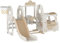 Toboggan et balançoire pour bébé Toboggan autoportant pour Enfant Centre d'activités pour Aire de Jeux Ensemble de Jeux intérieur extérieur Toboggan Long Equipement de Jeux (Bus Brown)