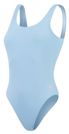 Speedo Damen Textured Deep U-Back Swimsuit | Swimwear | Stylish Design Bademode, Curious Blue, W38