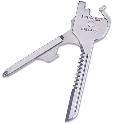 Portachiavi 6 in 1 multitool | acciaio inossidabile | portachiavi multifunzione | strumento di emergenza | adatto per campeggio e escursioni | cacciavite sega coltello ecc. (portachiavi)